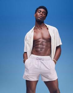 Короткие шорты для плавания из ткани сирсакер ASOS DESIGN фиолетового цвета