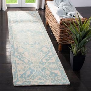 Ковер-дорожка SAFAVIEH, 69 x 244 см, Restoration Vintage Collection, Light Blue & Ivory, ручная работа, состаренная шерсть, идеально для помещений с высокой проходимостью в гостиной, спальне (RVT532C)