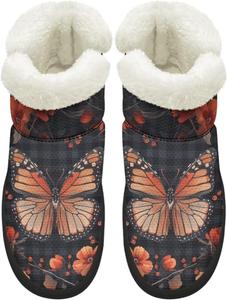 Женские удобные зимние сапоги для прогулок с противоскользящей подошвой EVA, сапоги средней длины до икры, с искусственным мехом, размеры 4.5-12 Chririnla, Checkered Butterfly Floral