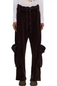 Велюровые брюки-карго с подвернутым поясом Open Yy, коричневый