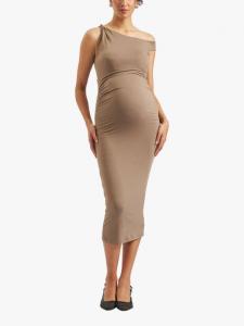 Роскошное трикотажное платье для беременных с открытыми плечами Ripe, цвет Mocha