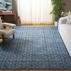 Ковер SAFAVIEH, 275 x 366 см, моющийся коллекция Tucson - Blue & Grey, противоскользящий, идеален для помещений с высокой проходимостью: гостиная, спальня, домашний офис, столовая (TSN901M-9)