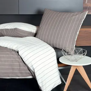 Наволочка для подушки Dream Sleep Mako-Soft Seersucker Tango Taupe (односпальная) 40x40 см Traumschlaf