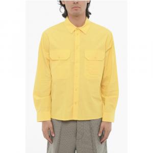 Однотонная рубашка свободного кроя с двойным нагрудным карманом Neil Barrett, Yellow