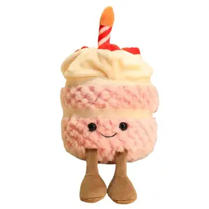 Поющая плюшевая кукла birthday cake music that sings высотой 28 см MENGXIAOZAI, розовый