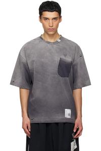 Maison Mihara Yasuhiro Серая выцветшая от солнца футболка с V-образным вырезом