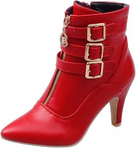 Ботильоны DINTAHA с низким каблуком для женщин, с заостренным носком, нарядные ботинки с низким каблуком, Red