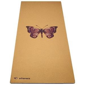 ACHAMANA Коврик для йоги - нескользящий - резина и пробка 5 мм x 68 см x 1,83 м - бабочка