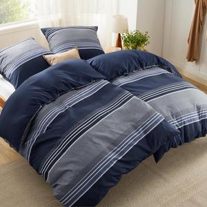 Комплект постельного белья Bedsure, 4 предмета, 135х200/80x80 см, синий/полоски