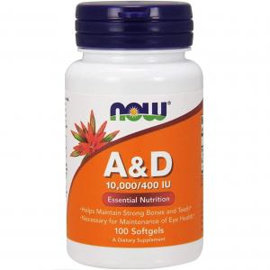 Витамины А и D (10,000/400 МЕ) Now Foods, 100 капсул