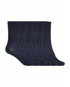 Набор из 6 пар хлопковых носков в рубчик Basix Punto Blanco, темно-синий