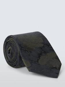 Шелковый галстук с крупным цветочным узором John Lewis, Navy/Green
