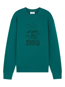 Толстовка с графичным принтом Maison Kitsuné, зеленый