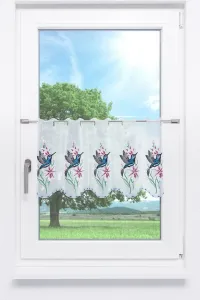 Штора для кафе, кружево Плауэн - Колибри (Ш x В) 144 см * 35 см, синяя/голубая Plauener Spitze