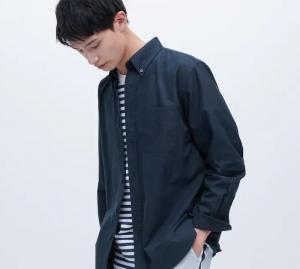 Рубашка оксфордская классического кроя Uniqlo Regular Fit Oxford, темно-синий