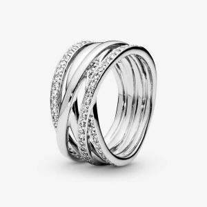 Кольцо Pandora Timeless Sparkling & Polished Lines, серебро