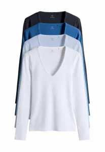 Комплект из 4 футболок стандартного кроя с длинными рукавами и v-образным вырезом. The Set, Navy Blue Light Blue White