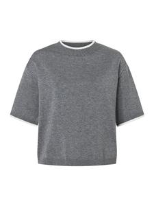 Мягкий свитер с короткими рукавами и контрастными полосками теплого серого меланжевого цвета. More & More