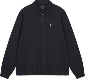 Лонгслив Stussy Long-Sleeve Rib Polo 'Black', черный