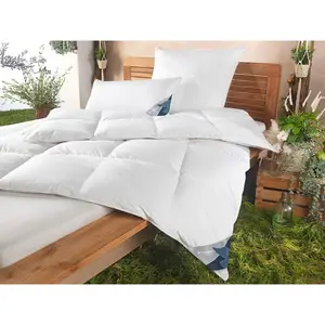 Пуховое одеяло GRÖNLAND Made in Green теплое, наполнение: новые белые 90% пух, 10% перо, класс 1, 1 шт., высококачественный пуховый продукт, сертифицированный "Made in Green" Haeussling, белый