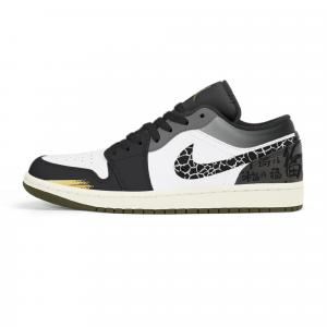 Jordan 1. Износостойкие винтажные баскетбольные кроссовки с низким верхом, унисекс, черно-белые