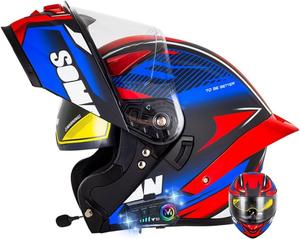 Шлем мотоциклетный Dirertys, синий / красный