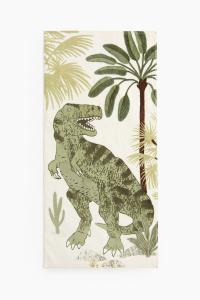 Банное полотенце H&M Patterned, 60x125 см, кремовый/зеленый