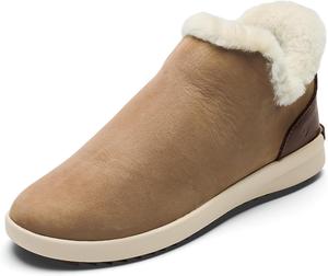 Женские ботинки OLUKAI Malua Hulu, мягкая и удобная водонепроницаемая нубуковая кожа, каблук из кожи крупного зерна с эластичными вставками, конструкция без шнурков, Tan/Tapa