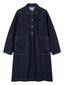 Джинсовое миди-платье с накладными карманами STUDIO TOMBOY, синий