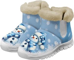 Женские мини-ботинки Biyejit, короткие ботильоны до щиколотки, противоскользящие кроссовки, с флисовой подкладкой, утепленные ботинки для дома и улицы, Snowman Bowknot