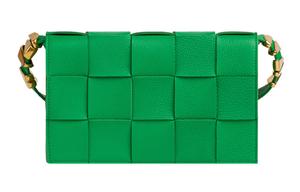 Кожаная сумка-тофу, фотосумка, плечевая сумка, кросс-боди унисекс цвета попугай Bottega Veneta