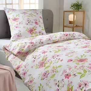 Постельное белье Dream Sleep Seersucker Fleur White 155x220 см + 80x80 см Traumschlaf