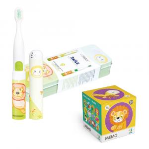 Vitammy Smile подарочный набор: звуковая зубная щетка для детей лев, 1 шт + игра-картинка, 1 шт
