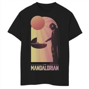 Футболка с рисунком «Звездные войны, Мандалорец, Дитя, он же Малыш Йода, встреча на закате» для мальчиков 8–20 лет Star Wars