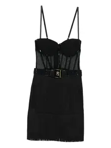 Платье Tulle с бахромой Elisabetta Franchi, черный