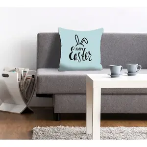 Декоративная подушка queence Happy Easter mint с пасхальной надписью Queence, Pastellmint + bedruckt