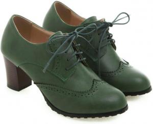 Женские туфли на массивном каблуке, однотонные балетки с круглым носком, ботильоны на каблуке 6-8 см для ежедневной носки Azttoztto, Green