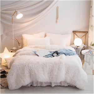 KYTGFH Комплект постельного белья Bianco Super King из зеленого плюшевого бархата с простеганной бахромой и рюшами Bianco