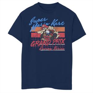 Потертая футболка в стиле ретро для мальчиков 8–20 лет Nintendo Mario Kart Grand Prix Racing Licensed Character, синий
