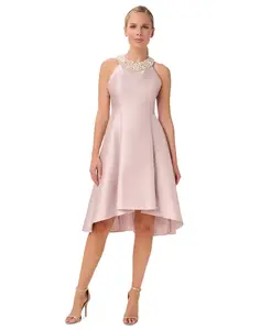 Платье из микадо с бисерной отделкой на горловине Adrianna Papell, коричневый/бежевый