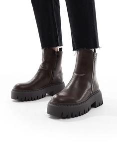 Массивные ботинки SEQWL Stella с молнией коричневого цвета