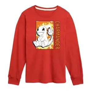 Футболка с длинным рукавом Pokemon Tie Dye Charmander для мальчиков 8-20 лет Licensed Character, красный