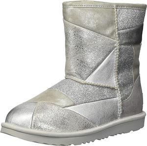 Угги UGG Girl's T Classic Short Ii в стиле пэчворк, серебряный