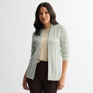 Женский уютный кардиган с ажурным узором и запахом Croft & Barrow, Dark Moonbeam Heather