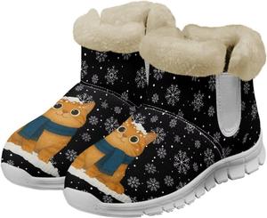 Tomeusey Женские зимние ботинки на снег с теплой меховой подкладкой, удобные короткие ботильоны для улицы, противоскользящие плюшевые ботинки с белой подошвой