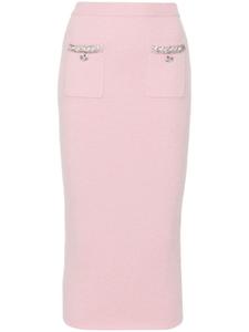 Self-Portrait трикотажная юбка миди, розовый