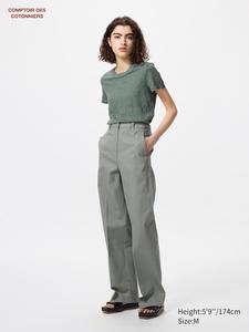 Прямые брюки из хлопка Uniqlo, зеленый