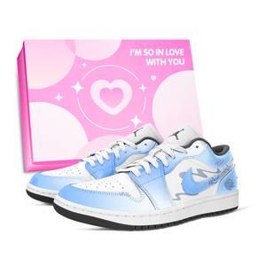 Jordan Air 1 Rhythm Ribbon, устойчивые к истиранию низкие баскетбольные кроссовки в винтажном стиле unisex синий белый