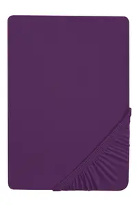 Простыня на резинке 90x200 см (от 90x190 см до 100x200 см), трикотажная простыня на резинке, цвет фиолетовый Biberna