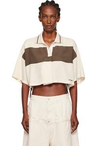 Поло с боковой лентой Cropped We11Done, цвет ivory